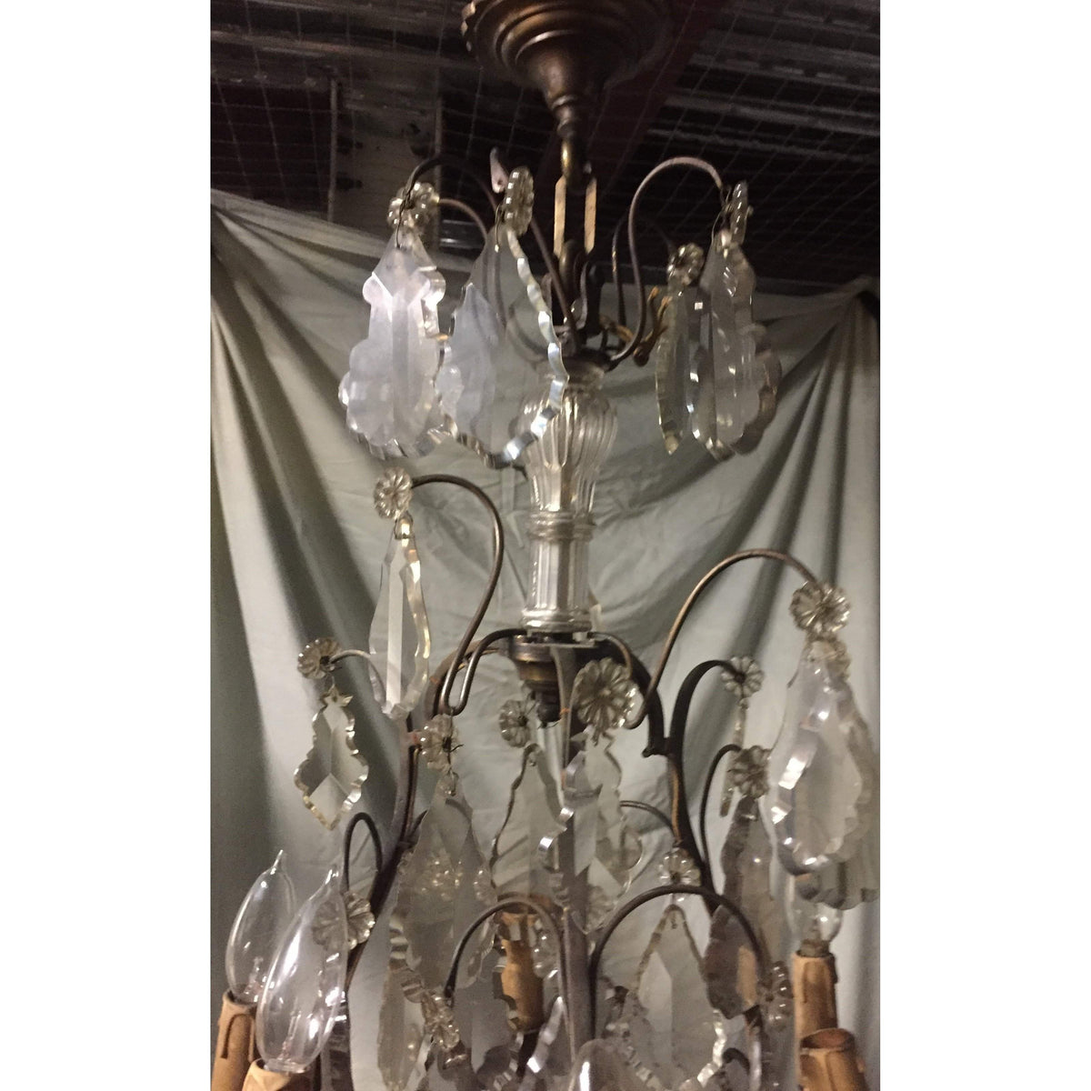 19th Century French Brass Chandelier with Amber Crystals - 6 Light – Antique  Warehouse