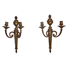 Load image into Gallery viewer, 19th Century French Louis XVI Style Bronze Cast Sconces - 2 arms - a pair-Sconces-Antique Warehouse