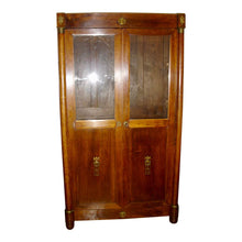 Load image into Gallery viewer, 19th Century French Mahogany Empire Armoire / Cabinet with Brass Mounts and Glass Doors-Armoire-Antique Warehouse