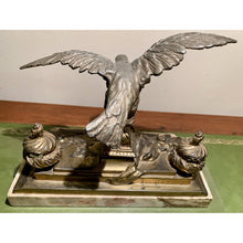 Load image into Gallery viewer, 19th Century French Marble Double Inkwell with Bronze Eagle Sculpture-Decorative-Antique Warehouse