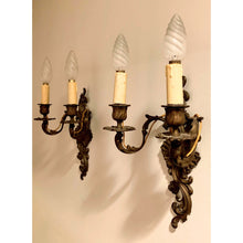 Load image into Gallery viewer, 19th Century French Rococo Cast Bronze 2 Arm Sconces - a pair-Sconces-Antique Warehouse