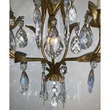Load image into Gallery viewer, Crystal and Painted Gold Leaf Candle Sconces - 2 arm - a pair-Sconces-Antique Warehouse