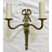 Load image into Gallery viewer, French Louis XVI Bronze Cast Two Arm Ribbon Sconces - a Pair-Sconces-Antique Warehouse