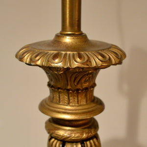 1920's Tall Brass Barley Twist Candlestick Table Lamp-Lamp-Antique Warehouse