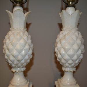 1950's Italian Alabaster Pineapple Table Lamps - a pair-Lamp-Antique Warehouse
