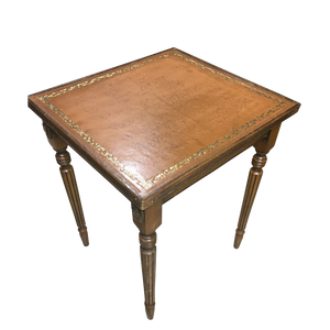 19th C. French Leather Top Cocktail | Coffee Table with 2 Nested Side Tables -Set of 3 Pieces-Cocktail Table-Antique Warehouse