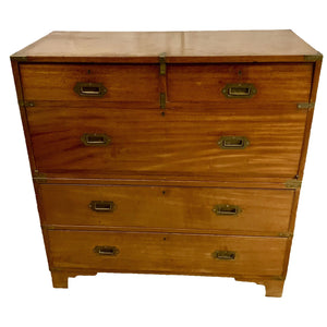 19th Century English Mahogany Campaign Chest with Secrétaire Drop Front-Chest-Antique Warehouse
