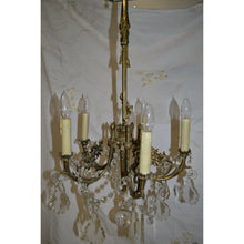 Load image into Gallery viewer, 19th Century French Antique Brass and Crystal Chandelier - 5 Light-Chandelier-Antique Warehouse