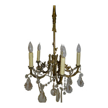 Load image into Gallery viewer, 19th Century French Antique Brass and Crystal Chandelier - 5 Light-Chandelier-Antique Warehouse