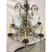 Load image into Gallery viewer, 19th Century French Brass Chandelier with Amber Crystals - 6 Light-Chandelier-Antique Warehouse