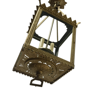19th Century French Brass Square Hanging Lantern-Lantern-Antique Warehouse