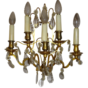 19th Century French Brass and Crystal Sconces - 5 Light - a pair-Sconces-Antique Warehouse