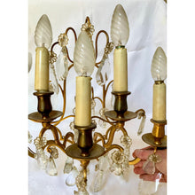 Load image into Gallery viewer, 19th Century French Brass and Crystal Sconces - 5 Light - a pair-Sconces-Antique Warehouse