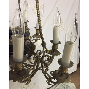 19th Century French Bronze and Porcelain Chandelier - 9-Lights-Chandelier-Antique Warehouse