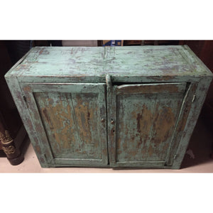 19th Century French Canadian Country Rustic Blue Painted Cabinet-sideboard-Antique Warehouse