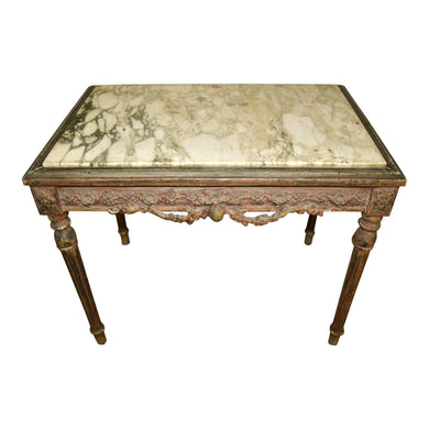 19th Century French Carved Cocktail | Coffee Table with Marble top-Cocktail Table-Antique Warehouse