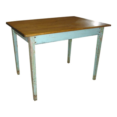 19th Century French Country Blue Painted Quebec Farm Table-Farm Table-Antique Warehouse