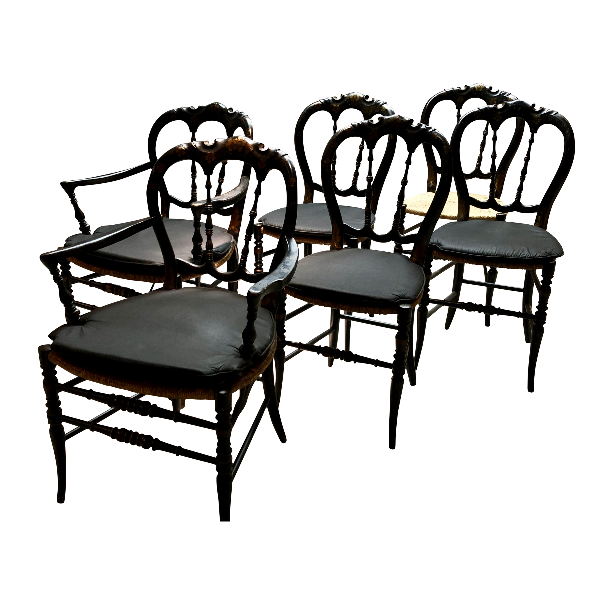 Louis XV Style French Country Arm Dining Chairs Set of 4 