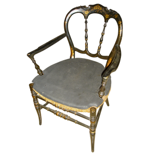 19th Century French Country Quebec Painted Chairs with Rush Seats -Set of 6 (2 arm, 4 side)-Chairs-Antique Warehouse