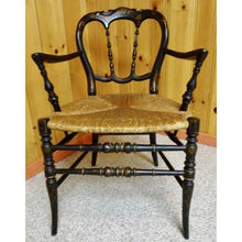 Load image into Gallery viewer, 19th Century French Country Quebec Painted Chairs with Rush Seats -Set of 6 (2 arm, 4 side)-Chairs-Antique Warehouse