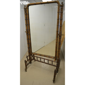 19th Century French Faux Bamboo Cheval Mirror-Mirror-Antique Warehouse
