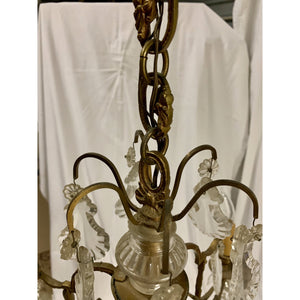 19th Century French Gilt Brass and Crystal Chandelier - 6 Lights-Chandelier-Antique Warehouse