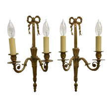 Load image into Gallery viewer, 19th Century French Louis XVI Brass Ribbon Sconces - a pair-Sconces-Antique Warehouse