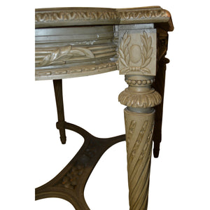 19th Century French Louis XVI Painted Center Table Console w/ Veined Marble Top-Table-Antique Warehouse