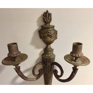 19th Century French Louis XVI Style Bronze Cast Sconces - 2 arms - a pair-Sconces-Antique Warehouse