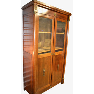 19th Century French Mahogany Empire Armoire / Cabinet with Brass Mounts and Glass Doors-Armoire-Antique Warehouse