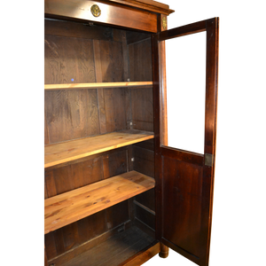 19th Century French Mahogany Empire Armoire / Cabinet with Brass Mounts and Glass Doors-Armoire-Antique Warehouse