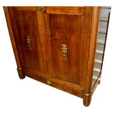 Load image into Gallery viewer, 19th Century French Mahogany Empire Armoire / Cabinet with Brass Mounts and Glass Doors-Armoire-Antique Warehouse