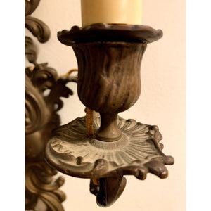 19th Century French Rococo Cast Bronze 2 Arm Sconces - a pair-Sconces-Antique Warehouse