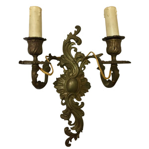 19th Century French Rococo Cast Bronze 2 Arm Sconces - a pair-Sconces-Antique Warehouse