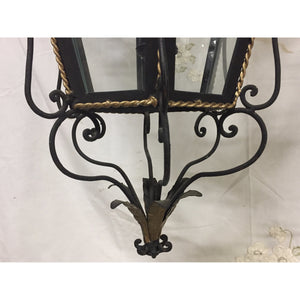 19th Century Iron & Brass Painted Hanging Lantern-Chandelier-Antique Warehouse