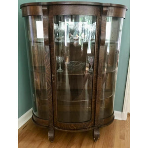 Antique American Bow Glass China Cabinet - Chittendon & Eastman-Cabinet-Antique Warehouse