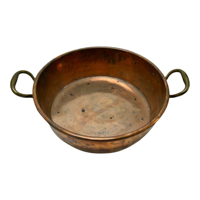 Antique Copper Pan with Brass Handles - 16