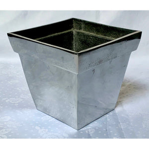 Vintage Square Polished Steel Large 6.25" Planter-Pots & Planters-Antique Warehouse