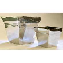 Load image into Gallery viewer, Vintage Square Polished Steel Small 4&quot; Planter-Pots &amp; Planters-Antique Warehouse