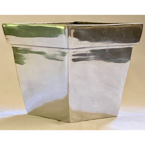 Vintage Square Polished Steel Small 4" Planter-Pots & Planters-Antique Warehouse