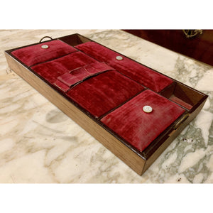 Antique Victorian Walnut Sewing or Jewelry Box | Tray with Velvet Covered Compartments-Decorative-Antique Warehouse