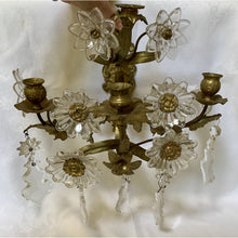 Load image into Gallery viewer, Brass and Crystal Flower Sconces - a pair-Sconces-Antique Warehouse