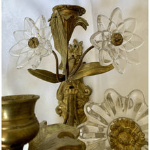 Load image into Gallery viewer, Brass and Crystal Flower Sconces - a pair-Sconces-Antique Warehouse