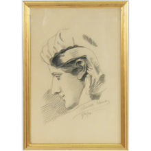 Load image into Gallery viewer, Charcoal Drawing of Woman, by Elisabeth Schimit - 1 of 3-Art-Antique Warehouse