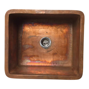 Copper Bar | Prep Sink - Rectangle with Center Drain - 13.5" x 15" x 7"-Sink-Antique Warehouse