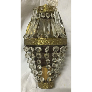 Crystal Beaded and Brass Wall Sconces - a pair-Sconces-Antique Warehouse