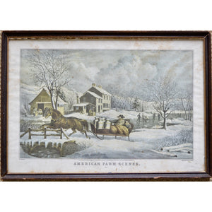 Currier & Ives Litho reprint of "Winter American Farm Scene #4"-Art-Antique Warehouse