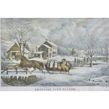 Load image into Gallery viewer, Currier &amp; Ives Litho reprint of &quot;Winter American Farm Scene #4&quot;-Art-Antique Warehouse