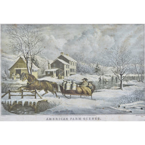Currier & Ives Litho reprint of "Winter American Farm Scene #4"-Art-Antique Warehouse