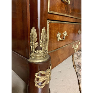 Empire Mahogany Secrétaire à abattant with Brass Mounts and Marble Top-Secretaire-Antique Warehouse